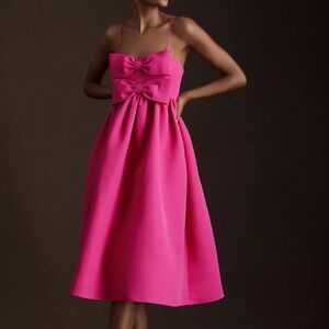 Sachin & Babi Sloane Taffeta Double-Bow Pleated Midi Dress